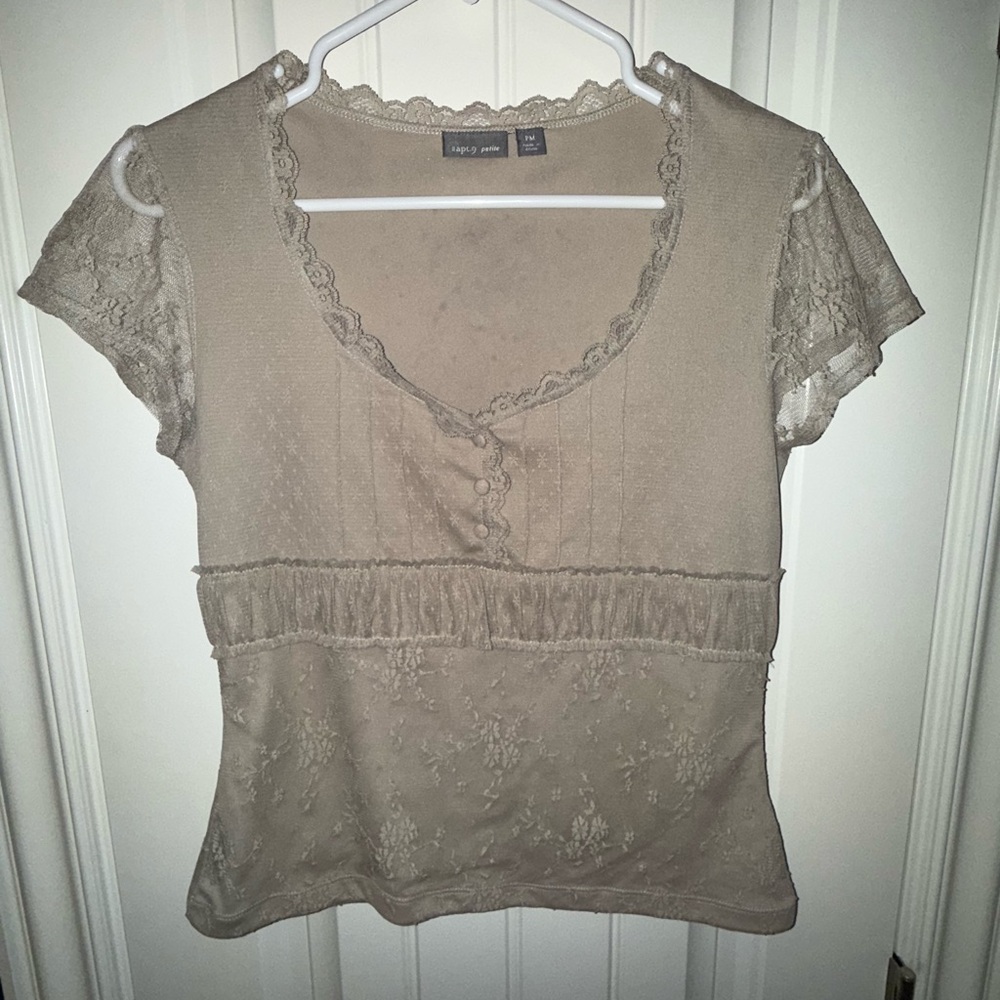 Apt. 9 Beige Lace Detail Blouse